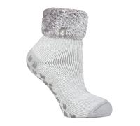 HEAT HOLDERS - Womens Non Slip Fluffy Socks | Gift Socks for Ladies | Size 4-7 (4-7, Silver Grey (Queenstown))