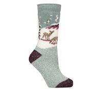 Heat Holders Womens Ladies Original Christmas Patterned Novelty Thermal Socks - Green - Size UK 4-8