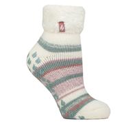 Heat Holders Womens Ladies Soft Stripe Lounge Socks for Winter - Cream - Size UK 4-8