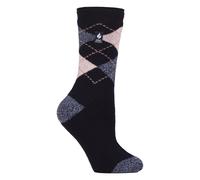 Heat Holders Womens Ladies Thermal Lite Patterned Socks for Winter - Navy - Size UK 4-8
