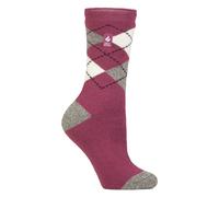 Heat Holders Womens Ladies Thermal Lite Patterned Socks for Winter - Pink - Size UK 4-8