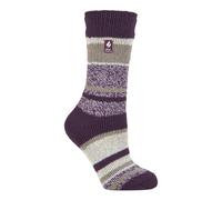 HEAT HOLDERS - Ladies Patterened Warm Winter Fleck Striped Twist Thermal Socks in 10 colours, size 4-8 UK 37-42 eur (Plum (Provence))