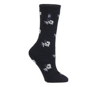 Heat Holders Womens - Ladies Ultra Lite Thermal Brushed Inner Yarn Design Socks - Black Floral (Bellis) - Multicolour - Size UK 4-8