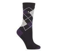 Heat Holders Womens - Ladies Ultra Lite Thermal Brushed Inner Yarn Design Socks - Black/ Purple (Valletta) - Size UK 4-8