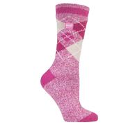 Heat Holders Womens Lite - Ladies Thin Winter Thermal Socks in Fashion Styles - Abbey - Pink Nylon - Size UK 4-8
