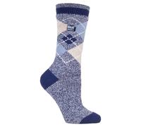 Heat Holders Womens Lite - Ladies Thin Winter Thermal Socks in Fashion Styles - Bridgewater - Blue Nylon - Size UK 4-8