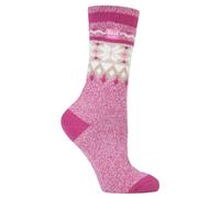 Heat Holders Womens Lite - Ladies Thin Winter Thermal Socks in Fashion Styles - Heaton - Pink Nylon - Size UK 4-8