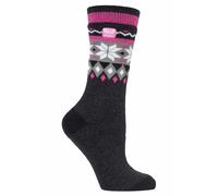Heat Holders Womens Lite - Ladies Thin Winter Thermal Socks in Fashion Styles - Rivington - Black - Size UK 4-8