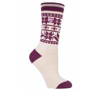 Heat Holders Womens Lite - Ladies Thin Winter Thermal Socks in Fashion Styles - Whitebirk - Red Nylon - Size UK 4-8