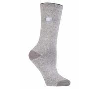 Heat Holders Womens Lite - Ladies Thin Winter Thermal Socks in Plain Colours - Silver / Cream Nylon - Size UK 4-8