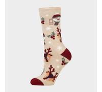 Heat Holders Women's Lite Thermal Christmas Novelty Patterned Socks, Beige 4-8