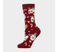 Heat Holders Women's Lite Thermal Christmas Novelty Patterned Socks, Red 4-8