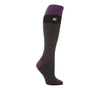 Heat Holders - Women's long thermal ski socks, 4-8 uk, 37-42 eu (Grey Purple stripe)