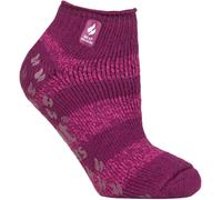 HEAT HOLDERS - Ladies Low Cut Ankle Slipper Socks with Non Slip Rubber Sole (4-7, Deep Fuchsia/Berry (Valencia))