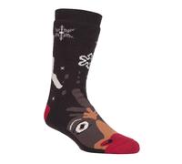Heat Holders Womens Mens Ladies Thermal Christmas Non Slip Slipper Socks with Grippers - Brown Cotton - Size 4-6.5