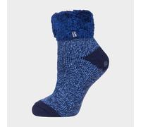 Heat Holders Women's Non Slip Thermal Low Cut Ankle Slipper Bed Socks With Grips, Blue M