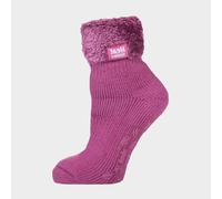 Heat Holders Women's Non Slip Thermal Low Cut Slipper Bed Socks With Grips, Pink M