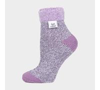 Heat Holders Women's Ribbed Cuff Thermal Bed Socks For Lounging Around, Grey M