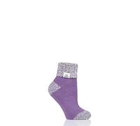 HEAT HOLDERS Women's Sleep Socks with Rib Turn Over Cuff, Warm Cosy Fleece Inside 1 Pair Pack - Lilac 4-8