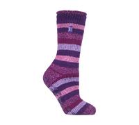 Heat Holders - Womens Striped Fleece Non Slip Slipper Socks
