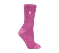 HEAT HOLDERS - Ladies ABS Non Skid Thermal Slipper Socks with Grips for Indoor Winter Comfort (4-8 UK, Pink)