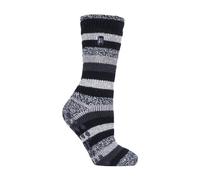Heat Holders - Womens Striped Slipper Socks Fleece Gripper Socks