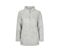 HEAT HOLDERS Womens Teddy Fleece Quarter Zip Top - Super Soft Plush Thermal Warm Cosy Pullover Jumper Comfortable Relax Fit Winter Loungewear Top for Home or Casual Wear, Sizes S-XL Grey M