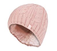 HEAT HOLDERS - Womens Thermal Fleece Lined Cable Knit Winter Beanie Hat 3.4 tog (One Size, Light Pink)