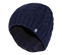 HEAT HOLDERS - Womens Thermal Fleece Lined Cable Knit Winter Beanie Hat 3.4 tog (One Size, Navy Blue)