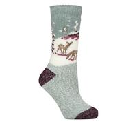 HEAT HOLDERS - Womens Thermal Socks, Thick Fluffy Winter Socks Size 4-7 | Warm Socks for Indoor & Outdoor Wear | Cosy Gifts for Her (UK, Numeric, 4, 7, Regular, Regular, Fawn Landscape Sage)
