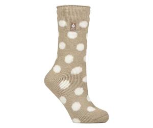 HEAT HOLDERS - Womens Thermal Socks, Thick Fluffy Winter Socks Size 4-7 | Warm Socks for Indoor & Outdoor Wear | Cosy Gifts for Her (UK, Numeric, 4, 7, Regular, Regular, Oat Spot)