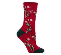 Heat Holders Womens Thermal Socks | Thin Floral Patterned Fleece Socks - 4-8 UK - Floral / Cerise