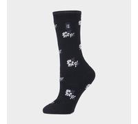 Heat Holders Ladies Ultra Lite Extra Thin 1.0 TOG Casual Thermal Socks (Multipack Options) - 4-8 UK - Black Floral (Bellis) - 1 Pack