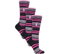 Heat Holders 3 Pack Ladies Patterned Lightweight Thin 2.3 TOG Thermal Knee High Ski Socks - 4-8 UK - Black Stripe