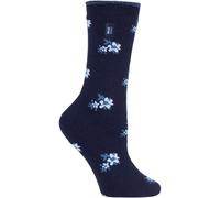 HEAT HOLDERS Ultra Lite - Ladies Thin Lightweight 1.0 TOG Winter Warm Casual Thermal Dress Socks (4-8 uk, Bellis Navy Floral)