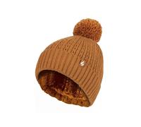 HEAT HOLDERS Ladies Thermal Cable Beanie Hat Winter Knitted Pom Pom Hat | Soft Ribbed Bobble Hat (One Size, Mustard)