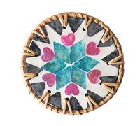 Heat Insulation Mat Handwoven Placemat Practical Cup Mat Splicing Natural Rattan Colorful Shells Insulating Coasters Insulating Drink