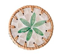 Heat Insulation Mat Handwoven Placemat Practical Cup Mat Splicing Natural Rattan Colorful Shells Insulating Coasters Insulating Drink