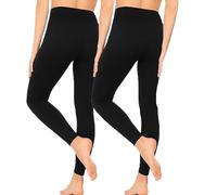 Heat Machine™ Ladies 2 Pack Thermal Leggings - 300 Denier Fleece Lined Opaque Winter Warm Cosy Stretch Pants (UK, Alpha, L, XL, Regular, Regular, Black)