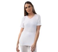 Heat Machine Womens Thermal Underwear Sets | Long Sleeve Top & Long Jane Trouser Leggings | Short Sleeved T-Shirt Ladies Warm Winter Baselayer Tops Pants Set (Short Sleeve T-Shirt, White, 10-12)