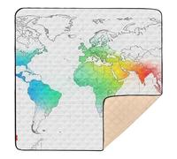 Heat Map Style World Map Wallpaper Large Sturdy Baby Play Mat for Indoor Outdoor Water Resistant Baby Play Tummy Time Mat for Baby Toddler Infant, 50'' x 50''