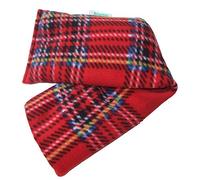 Heat Pack Plush Fleece Tartan Check Microwave Wheat Bag (Unscented, Red)