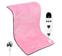 Heat Pad, Electric Heating Pad with 9 Temperature Levels & 4 Time Settings | Fast Heating Technology, Machine Washable for Back, Neck, Shoulder, Belly & Period Pain Relief (Pink + Grey, 43 x 84cm)