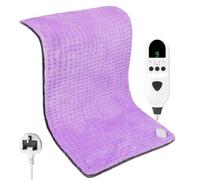 Heat Pad, Electric Heating Pad with 9 Temperature Levels & 4 Time Settings | Fast Heating Technology, Machine Washable for Back, Neck, Shoulder, Belly & Period Pain Relief (Purple + Grey, 30 x 60cm)