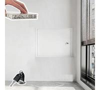 Heat Panel Access Door w/Muting Strip, 10 12 14 16 18 20 22 24 in Wide Wall Hole Cover, Plumbing/Electrical Attic Concealed Door with Lock(White,W50xH25cm/20 x10)