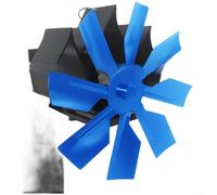 Heat Powered Circulating Fan For Wood Stove Wall Mount No Electrical Wiring Ultra Quiet Under 35dB Anodized Aluminum Airflow Up To 203 CFM Easy Clamp Installation Black for Red Gol(Blue)