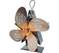 Heat Powered Fan, Wood Stove Fan, 4 Blade Low Noise Heat Powered Fireplace Fan, Wood Burning Stove Accessories Christmas Decoration for Wood Gas Pellet Log Burner Fireplace,Copper Bless