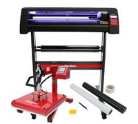 Heat Press 38cm Swing Machine With Vinyl Cutter Plotter Machine LED Guide Lights Sublimation Kit And Software Subscription Black