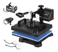 Heat Press, 5 in 1 Heat Press Machine 29x38cm/12x15", 360° Swing Away Digital T-Shirt Press Machine, Multifunctional Heat Transfer Sublimation Combo for T-Shirt Mug Hat Plate Cap, Blue