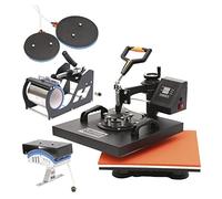Heat Press, 5 in 1 Heat Press Machine 38x38cm/15x15", 360° Swing Away Digital T-Shirt Press Machine, Multifunctional Heat Transfer Sublimation Combo for T-Shirt Mug Hat Plate Cap